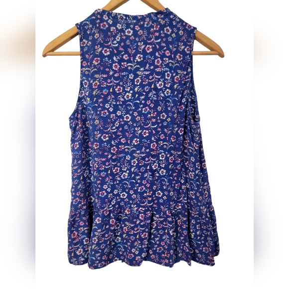 Faded Glory Size S Floral Tank With Keyhole and Ruffle Detail - Picture 2 of 5